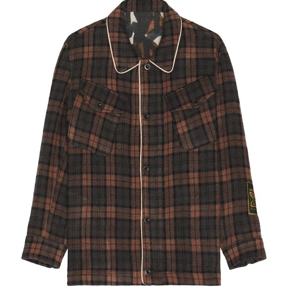 NWT Pierre-Louis Mascia Jacket in Multi NEW plaid wool flannel button down brown